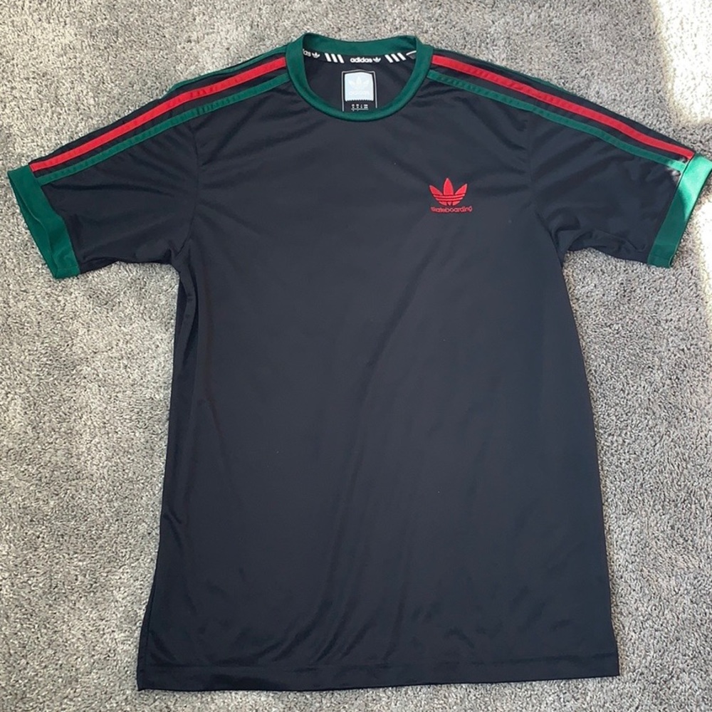 Adidas Black, Red, and Green Skate Jersey